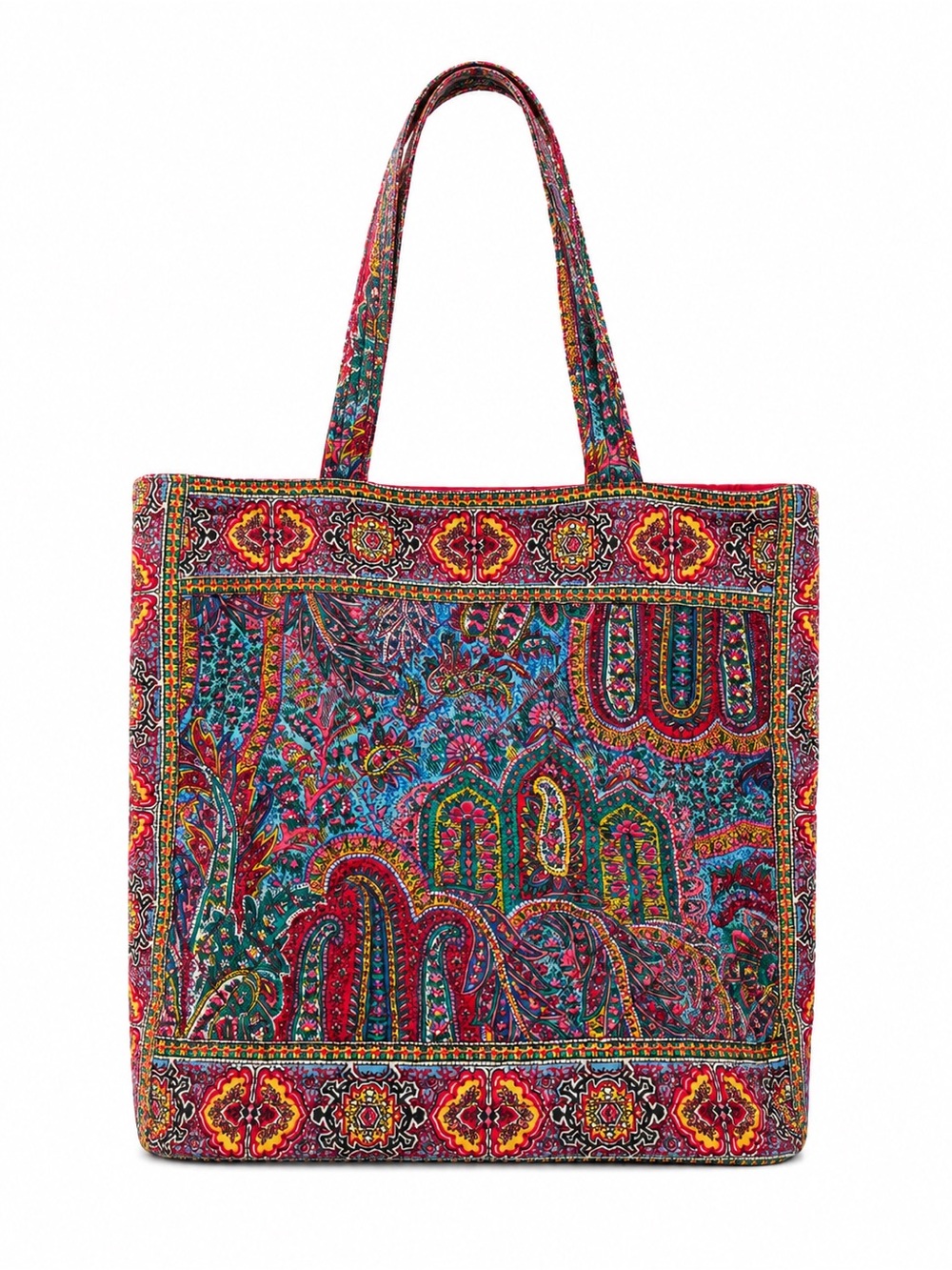 Quilted Paisley Multicolor Shoulder Tote Bag